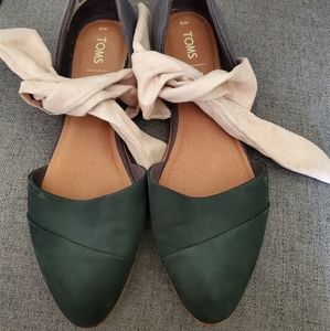 Tom's jutti d'orsay black/gray flats with pink bow